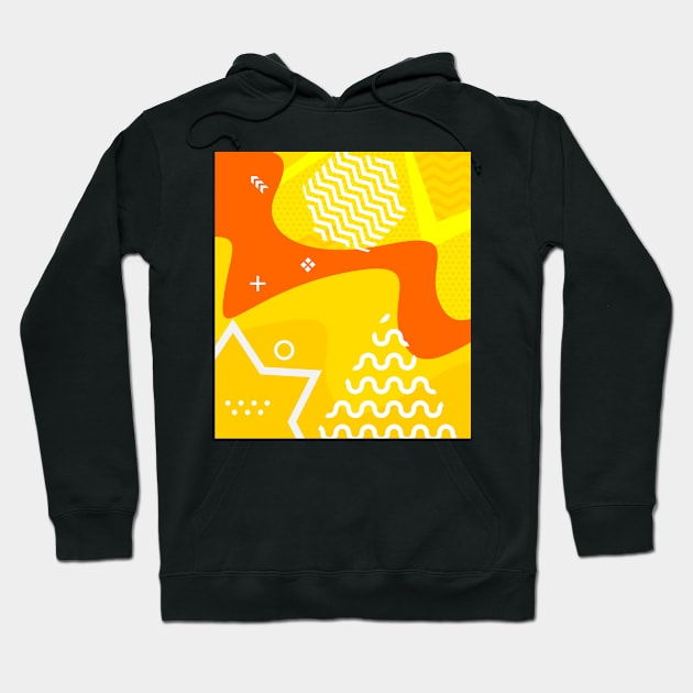 80's pop art yellow red and orange memphis pattern Hoodie by Al-Mulk